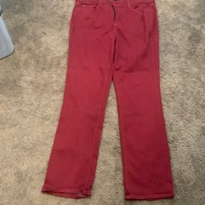 Nydj straight leg red jean material pants size 14